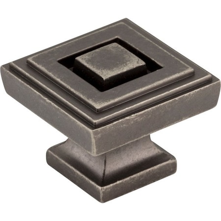 Jeffrey Alexander 1-1/4" Overall Length Distressed Pewter Square Delmar Cabinet Knob 585L-DP